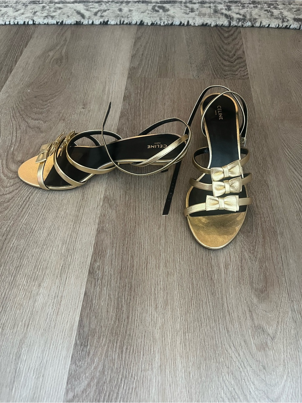 Celine Gold Kitten Heel Sandal - NEW - Picture 3 of 7